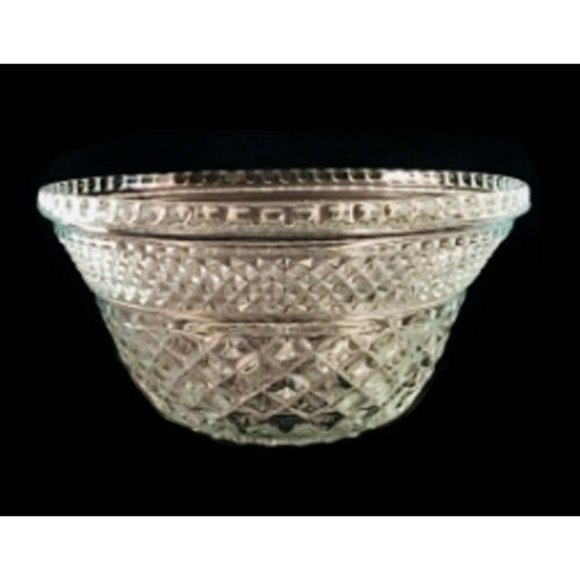 Vintage Anchor Hocking Bowl Clear Glass Wexford Punch Bowl Stand 9.5" x 5" - Picture 2 of 5